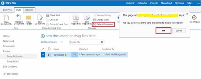 Delete document option in sharepoint